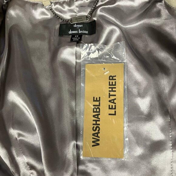 Dennis by Dennis Basso Women’s Size XS Beige Taupe Leather Jacket Full Zip NWT! - Picture 12 of 12